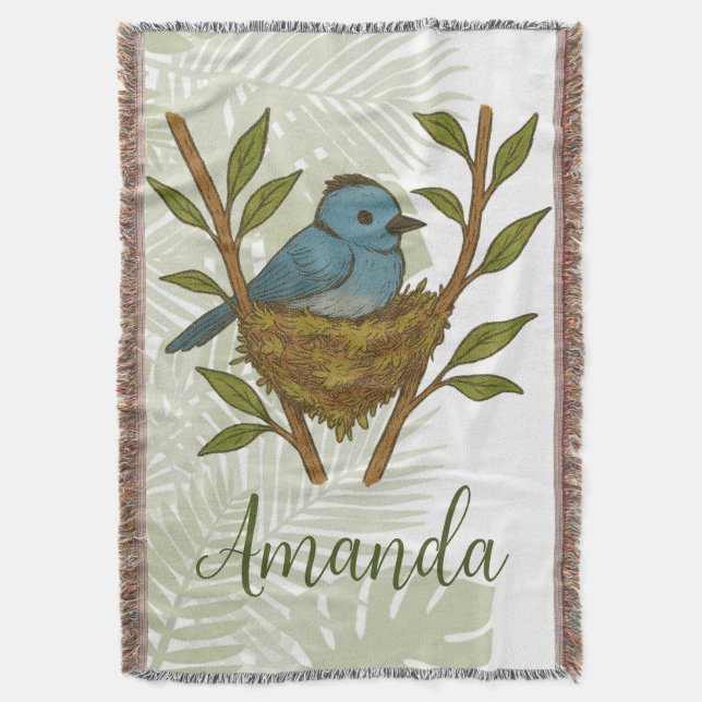 Cobertor Monarca de Nápoles Negra Enfiada Entre As Folhas (Frente Vertical)