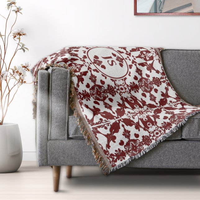 Cobertor Monograma Damask Vintage (Criador carregado)