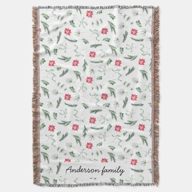 Cobertor monograma de férias pastel com aquarela (Frente Vertical)