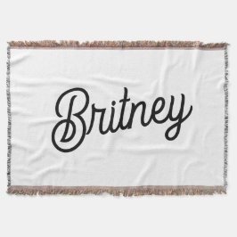 Cobertor Monograma e Nome Personalizados de Branco Preto Mo