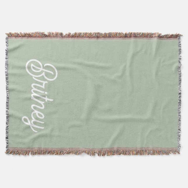 Cobertor Monograma e Nome Personalizados Verde do Modern Sa (Frente)