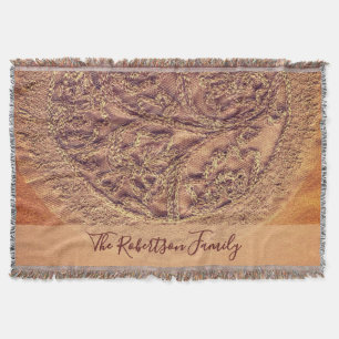Cobertor Monograma Floral Família Boho Retro Laranja Empoei