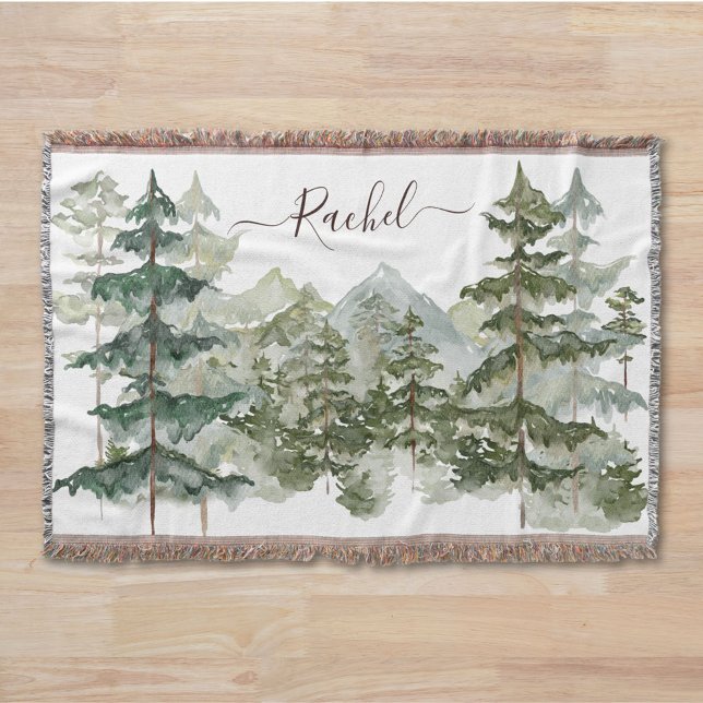 Cobertor Monograma Floresta de Aquarela e Russo de Montanha (In situ)