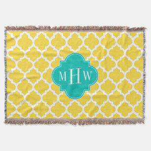 Cobertor Monograma inicial da cerceta 3 brancos do