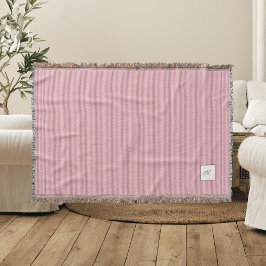 Cobertor Monograma inicial de script de Rosa de faixa rosa