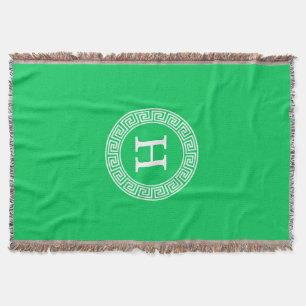 Cobertor Monograma inicial do Quadro chave grego Emerald Wh
