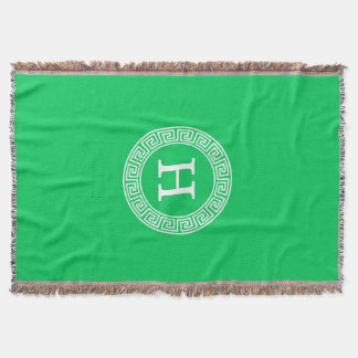Cobertor Monograma inicial do Quadro chave grego Emerald Wh