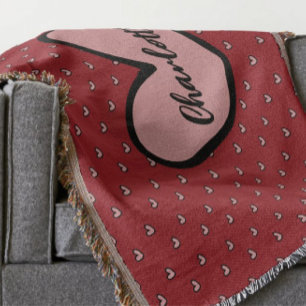 Cobertor Monograma Personalizado de Padrão Cardíaco Curto E