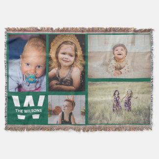 Cobertor Monograma Personalizado de Várias Fotos Brancas