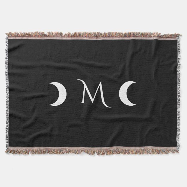 Cobertor Monograma preto-e-branco do Crescente Moderno (Frente)