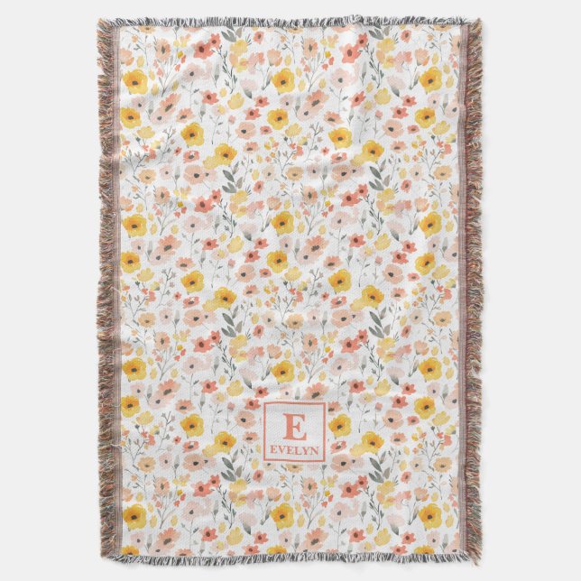 Cobertor Monogramado com Flores Silvestres (Frente Vertical)