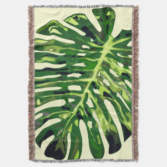 Cobertor Monstera Tropical Leaf Throw Blanket (Frente Vertical)