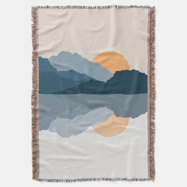 Cobertor Montanhas azuis no lago (Frente Vertical)