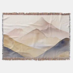 Cobertor Montanhas beges abstrato minimalísticas de aquarel