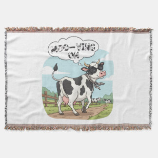 Cobertor "Moo-ving On" Cow - Funny & Stylish Farm Humor!