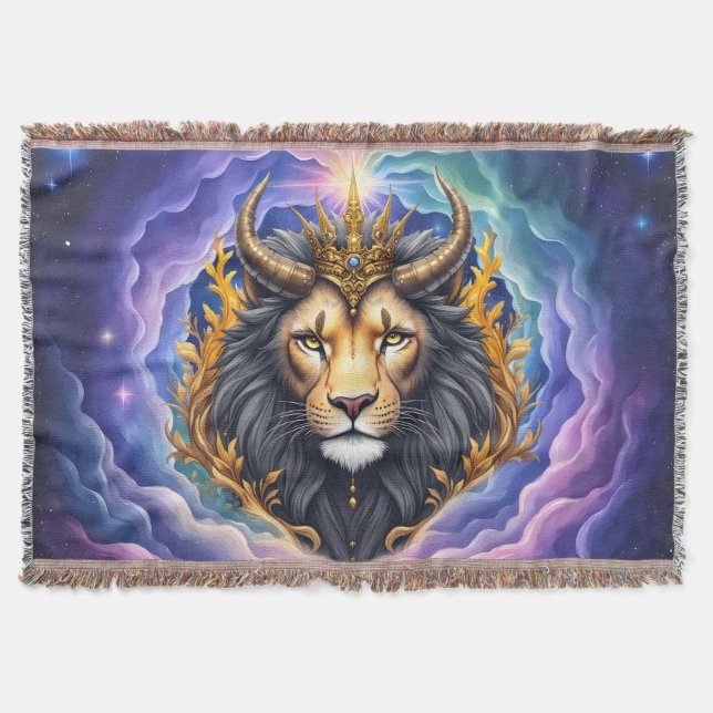 Cobertor Moonlit Guardians – Cosmic lion. (Frente)