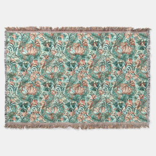 Cobertor Morris Inspirou Tulipas,Peonias,Acanthus Green