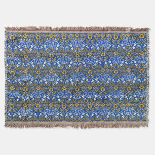 Cobertor Morris Vintage 1882 Fundo Azul Padrão de Flor
