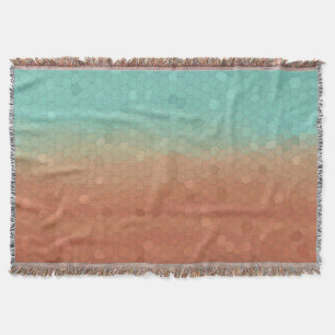 Cobertor Mosaico de abstrato verde-marinho e laranja queima