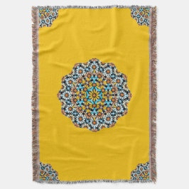 Cobertor Mosaico marroquino, Turquesa e Amarelo