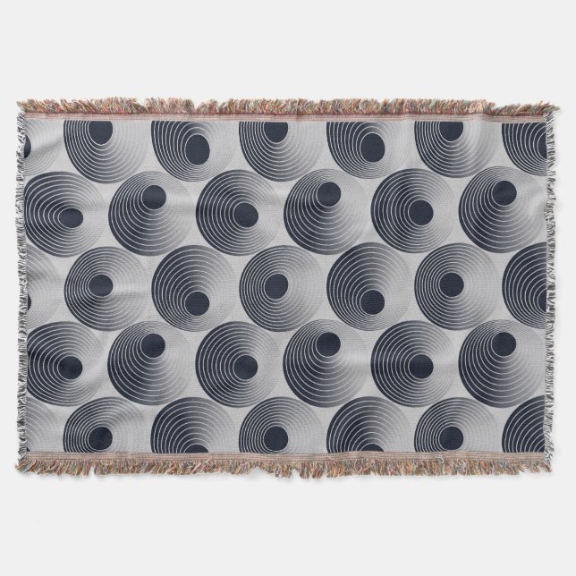 Cobertor Mosaico preto-prata: textura concêntrica dos anéis (Frente)