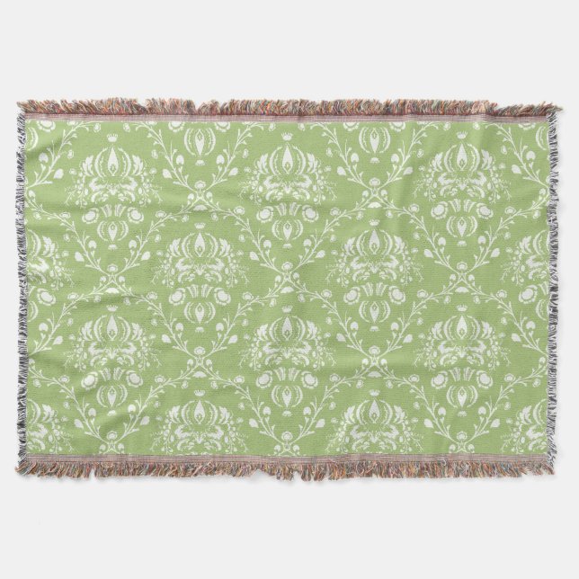 Cobertor Moss Green Damask (Frente)