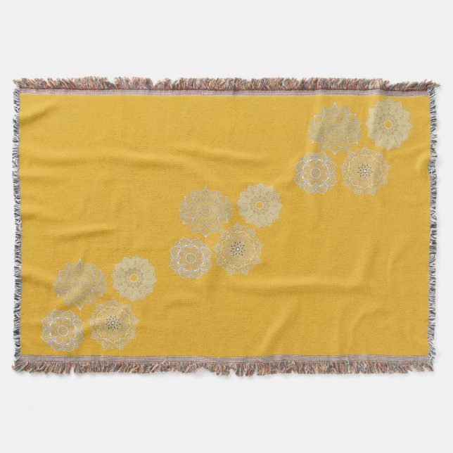 Cobertor Mostarda e Mandalas (Frente)