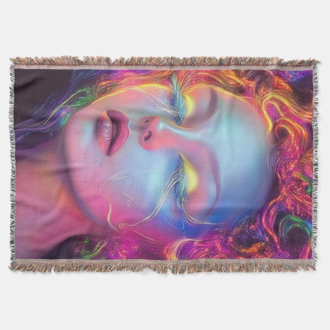 Cobertor Mulher alienígena com cabelo cósmico (Frente)