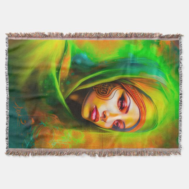 Cobertor Mulher mística em cores neonárias (Frente)