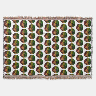 Cobertor Mulher negra rasta afro vermelho amarelo verde
