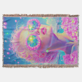 Cobertor Mulher Neon Glamorosa com Óculos Espumantes