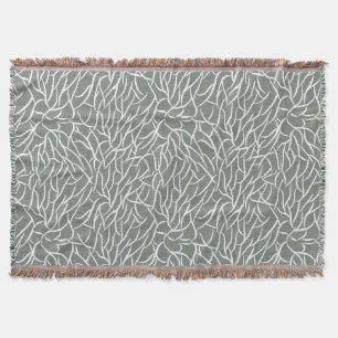 Cobertor Musgo verde sage boho galhos de coral nus 