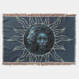 Cobertor Mystical connection,  mystical woman and the lion.