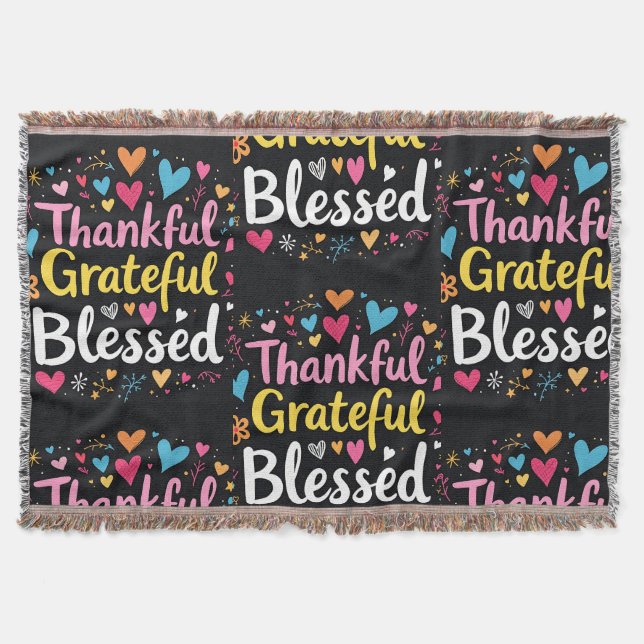 Cobertor Na moda abençoado, Grata Ação de Graças (Frente)