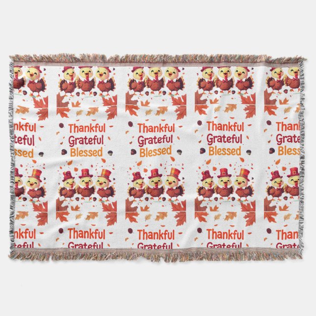 Cobertor Na moda abençoado, Grata Ação de Graças (Frente)