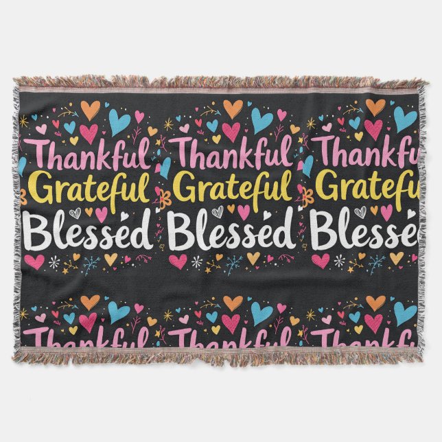 Cobertor Na moda abençoado, Grata Ação de Graças (Frente)