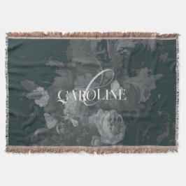 Cobertor Na moda de Vida Estática Floral Verde Escuro