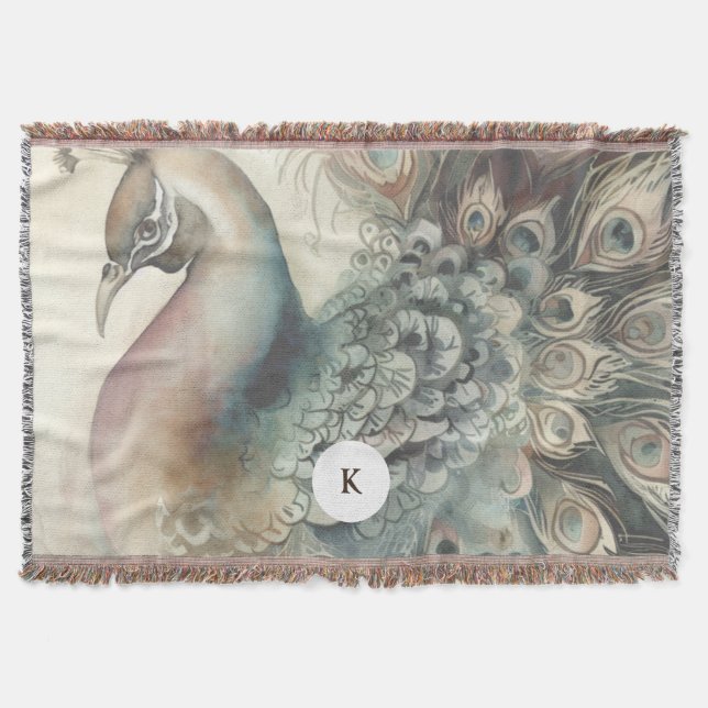 Cobertor Na moda Peacock | Adicione a sua inicial (Frente)