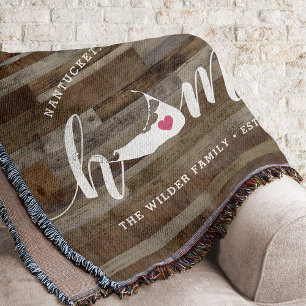 Cobertor Nantucket Home Town Personalize Wood Look