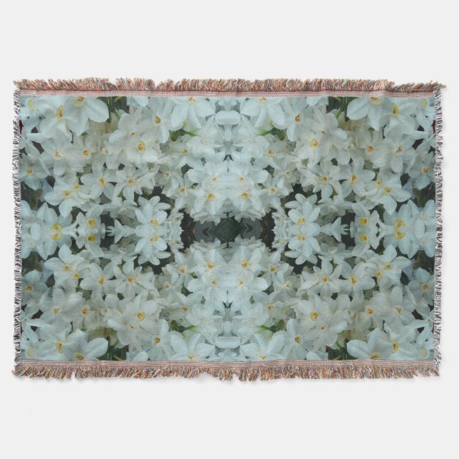 Cobertor Narciso Branco Delicado de Paperwhite Flores (Frente)