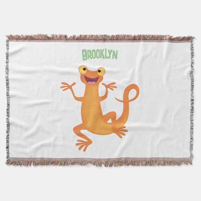 Cobertor Nata-dançarina de laranja feliz e giro (Frente)