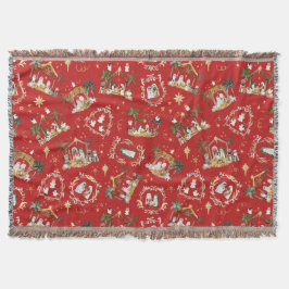 Cobertor Natal Cristão Natividade Cinematográfica Vermelha