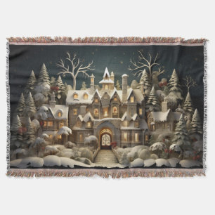 Cobertor Natal Snowy Manor Storybook Wonderland