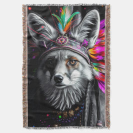 Cobertor Native American Fox art