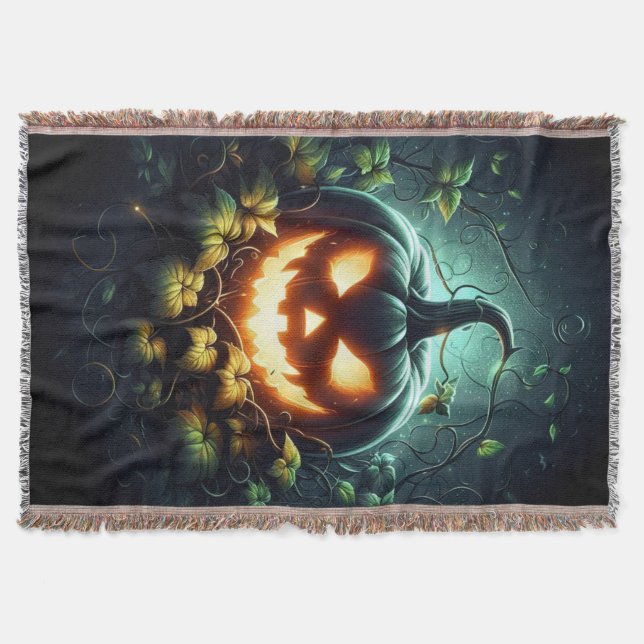 Cobertor Natureza assustadora brilhando Abóbora-das-Hallowe (Frente)