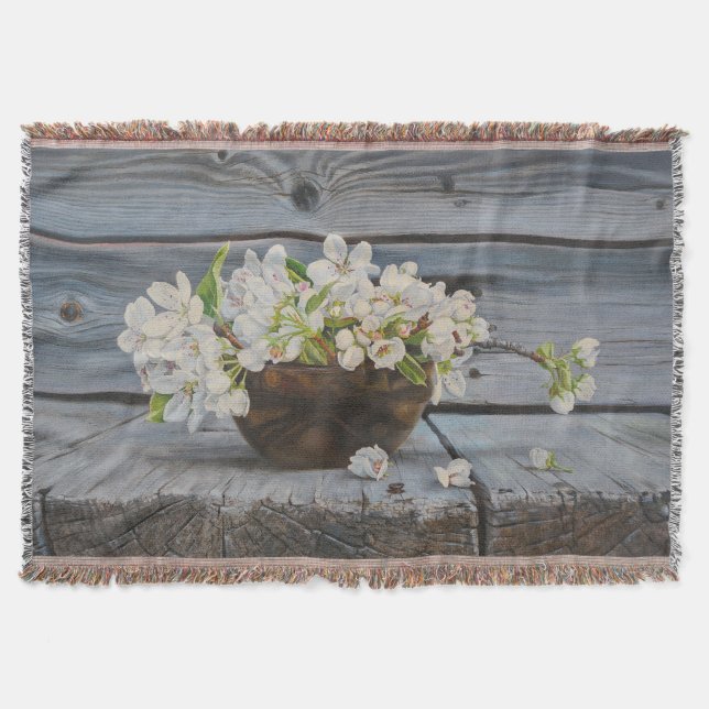 Cobertor Natureza-Morta com Flor de Maçã – Impressão de Art (Frente)