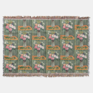 Cobertor Natureza-morta floral rosa vintage de Henri Rousse