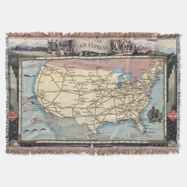 Cobertor Navio do mapa dos Estados Unidos o Skyway através (Frente)