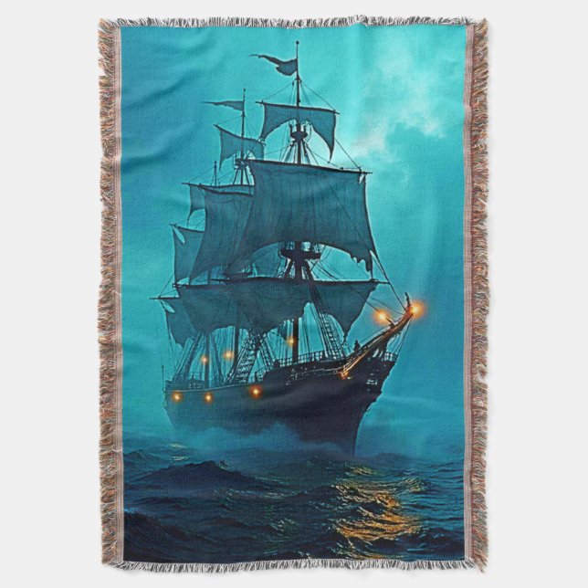 Cobertor Navio Fantasma na Design do Stormy Seas (Frente Vertical)