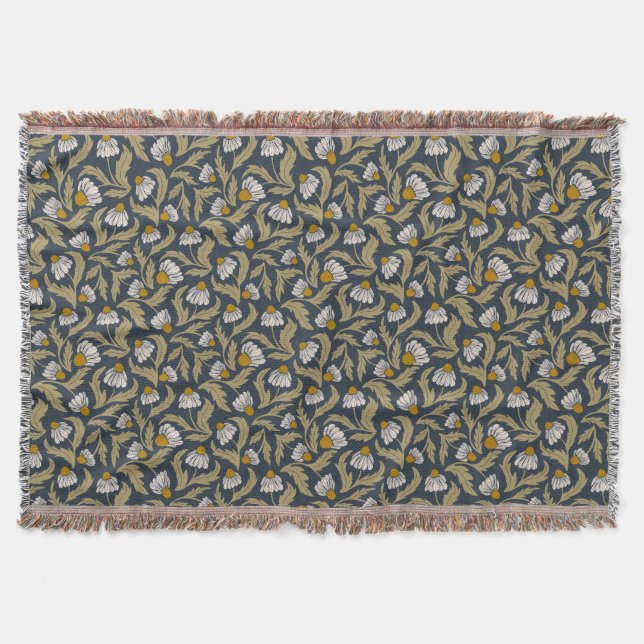 Cobertor Navy Blue with Coneflowers Floral (Frente)